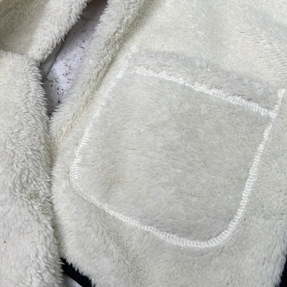 J Crew Early 2000s Sherpa Fleece Cropped Jacket Small S Y2K - Picture 3 of 5